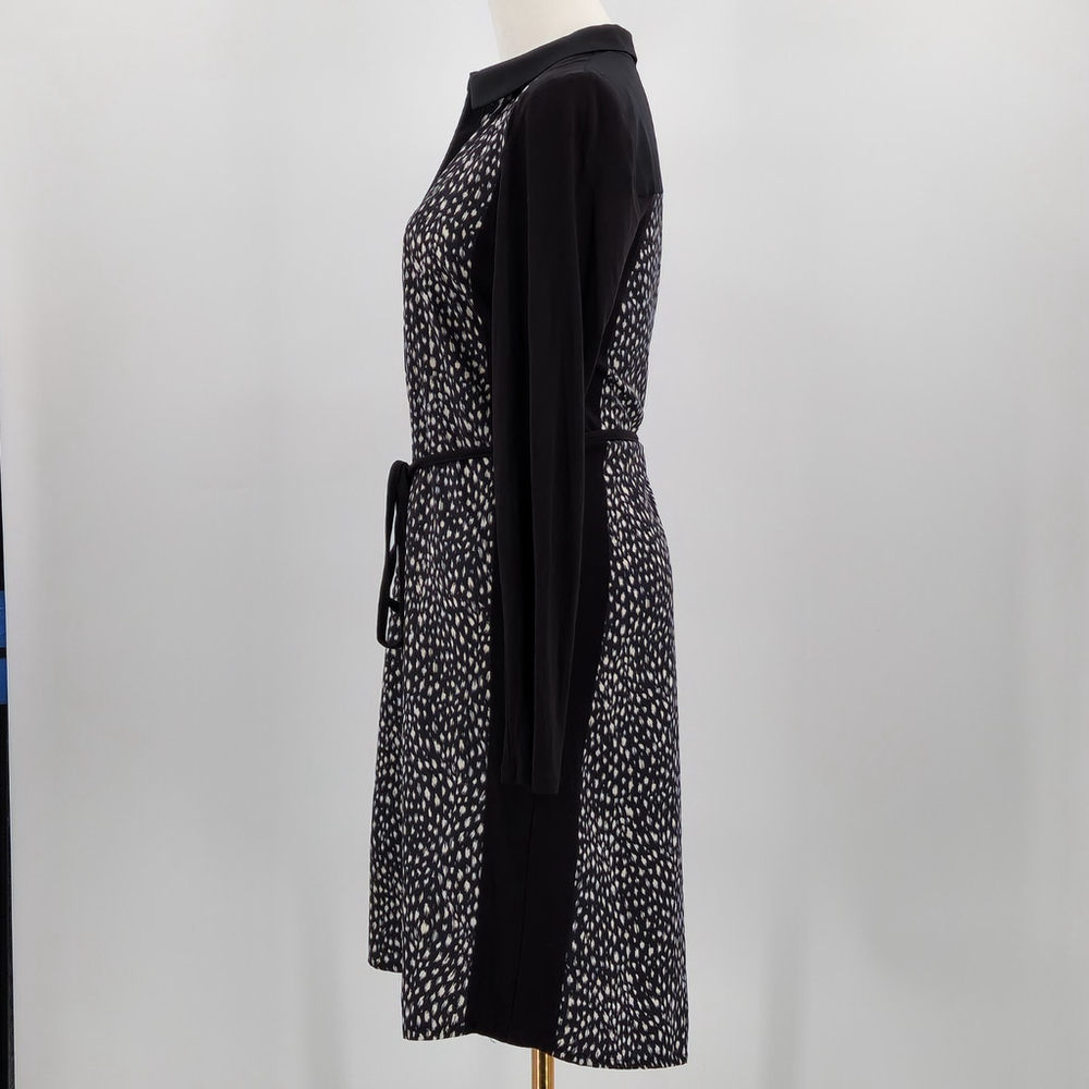 Oasis Animal Print Shirt Dress Black White Collared Long Sleeve S Chic Aesthetic - Picture 5 of 14
